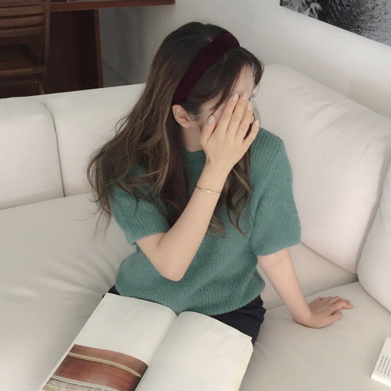 Cài tóc nhung trơn dễ thương- Băng đô phong cách thanh lịch