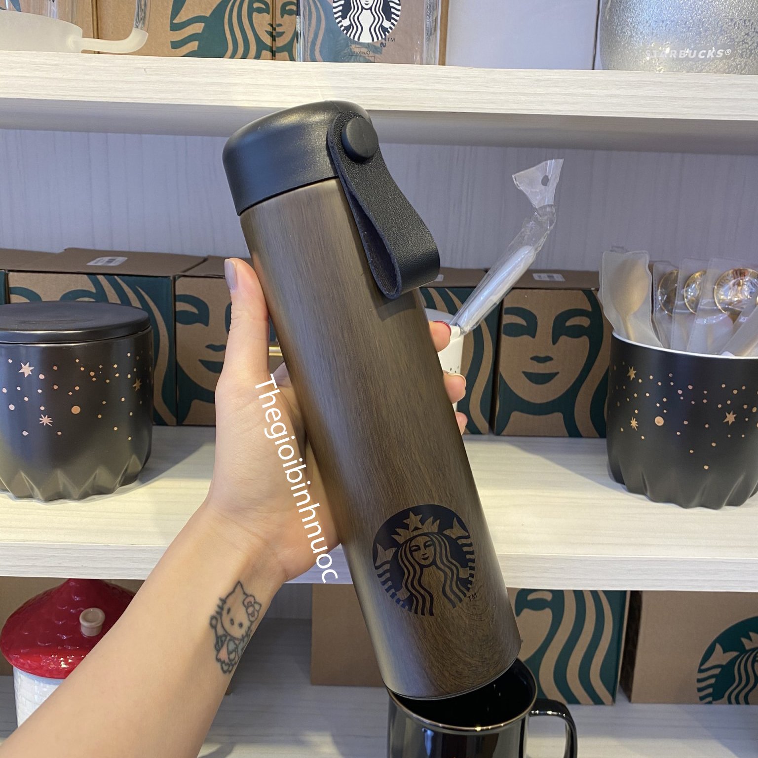 Bình Giữ Nhiệt Starbucks Gỗ, Hoa Và Chim 473ml B356