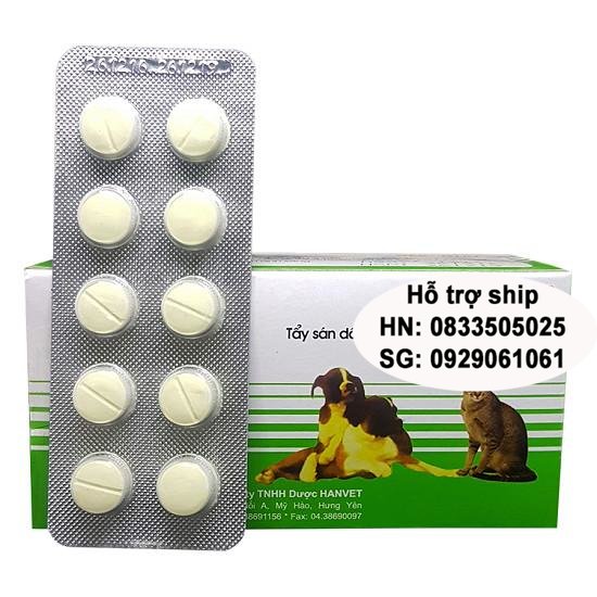 Hanpet - 1 Vỉ 10 viên XỔ GIUN SANPET - ( 303) tẩy giun chó / tẩy sán chó / tẩy giun chó mèo / xổ giun chó mèo / so lai cho /- HP10521TC