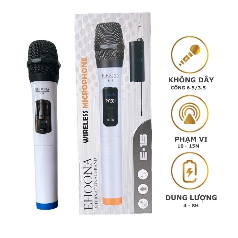 Micro Uhf Không Dây Ehoona E15 Âm Thanh Cực Hay