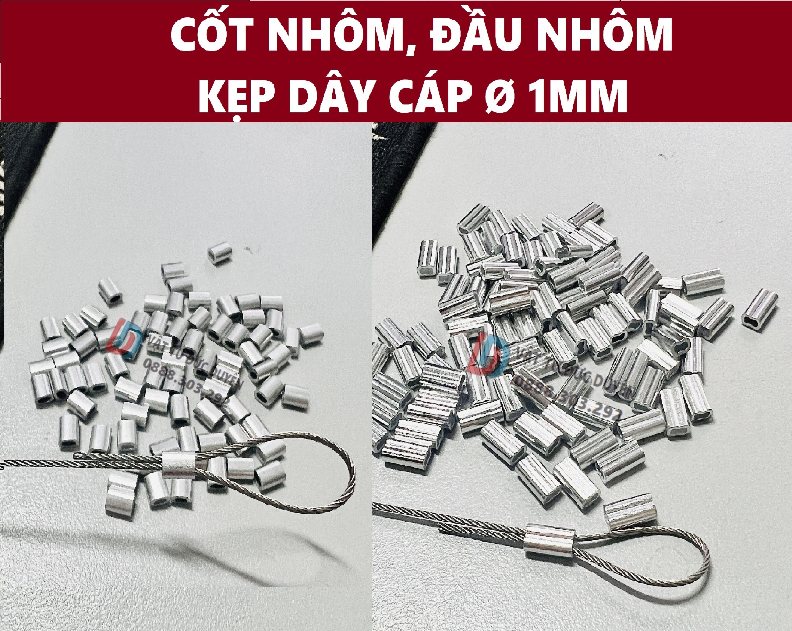 Cốt đầu nhôm khóa cáp Ø [ 1mm ]