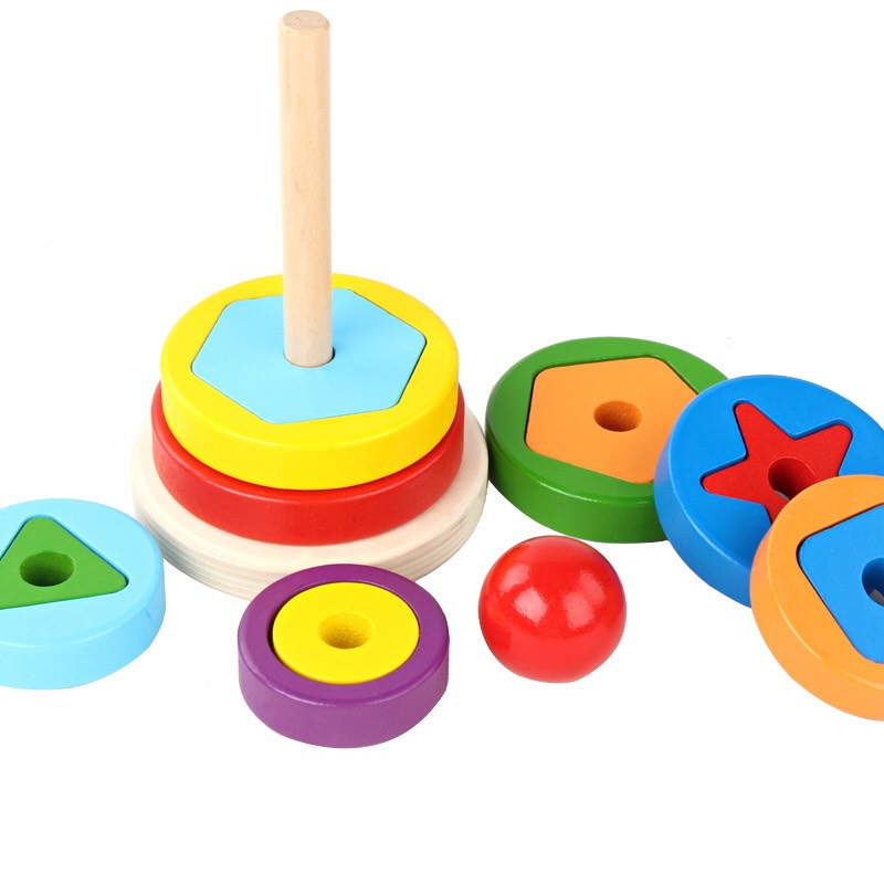 Đồ chơi xếp tháp cầu vồng Montessori