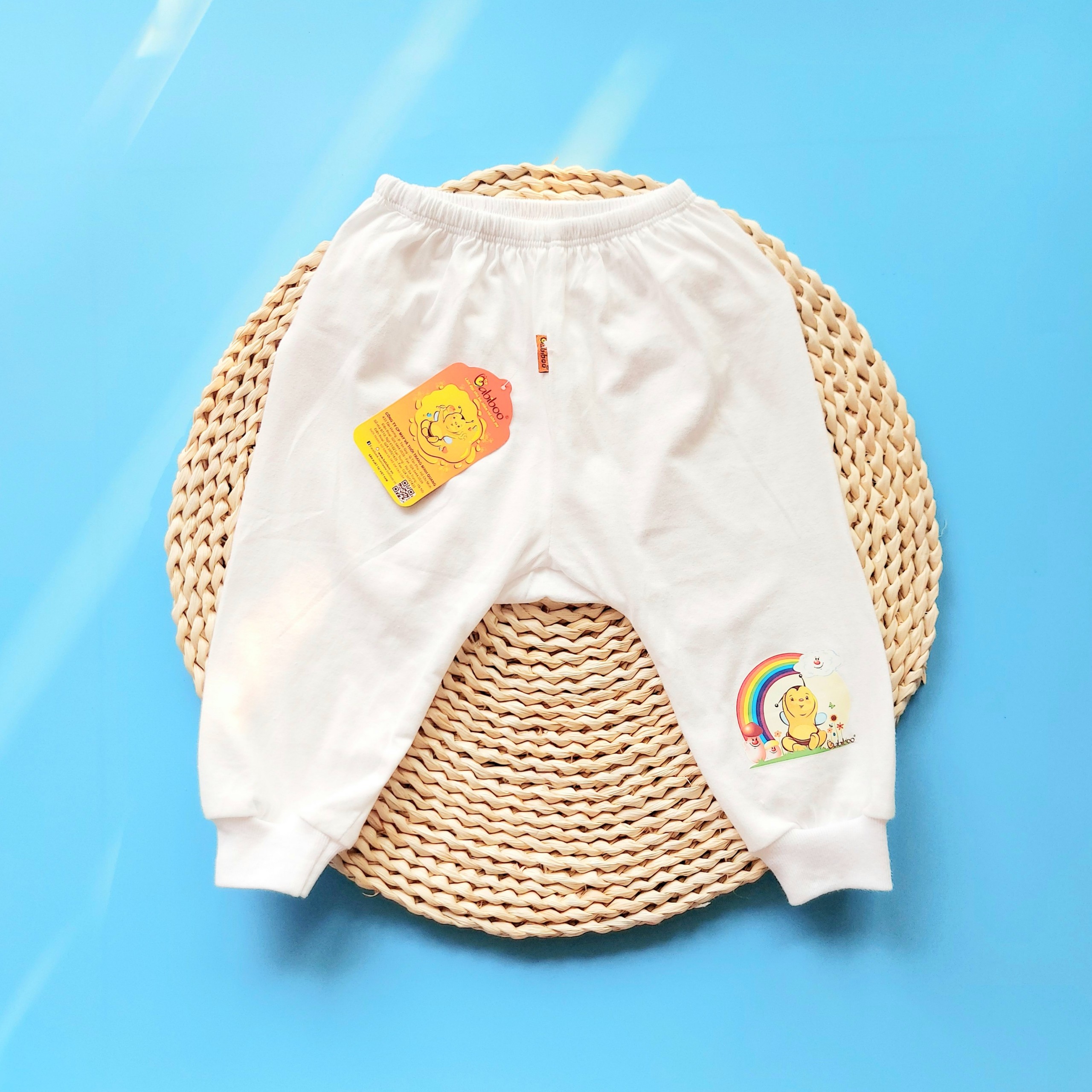 Combo 5 chiếc quần sơ sinh dài mặc tã màu trắng cho bé Babiboo BB33