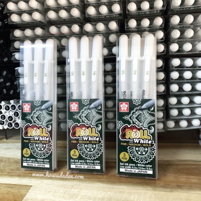 [ DA ĐEN] Bút trắng Gelly Roll SAKURA 0.5/0.8/1.0mm