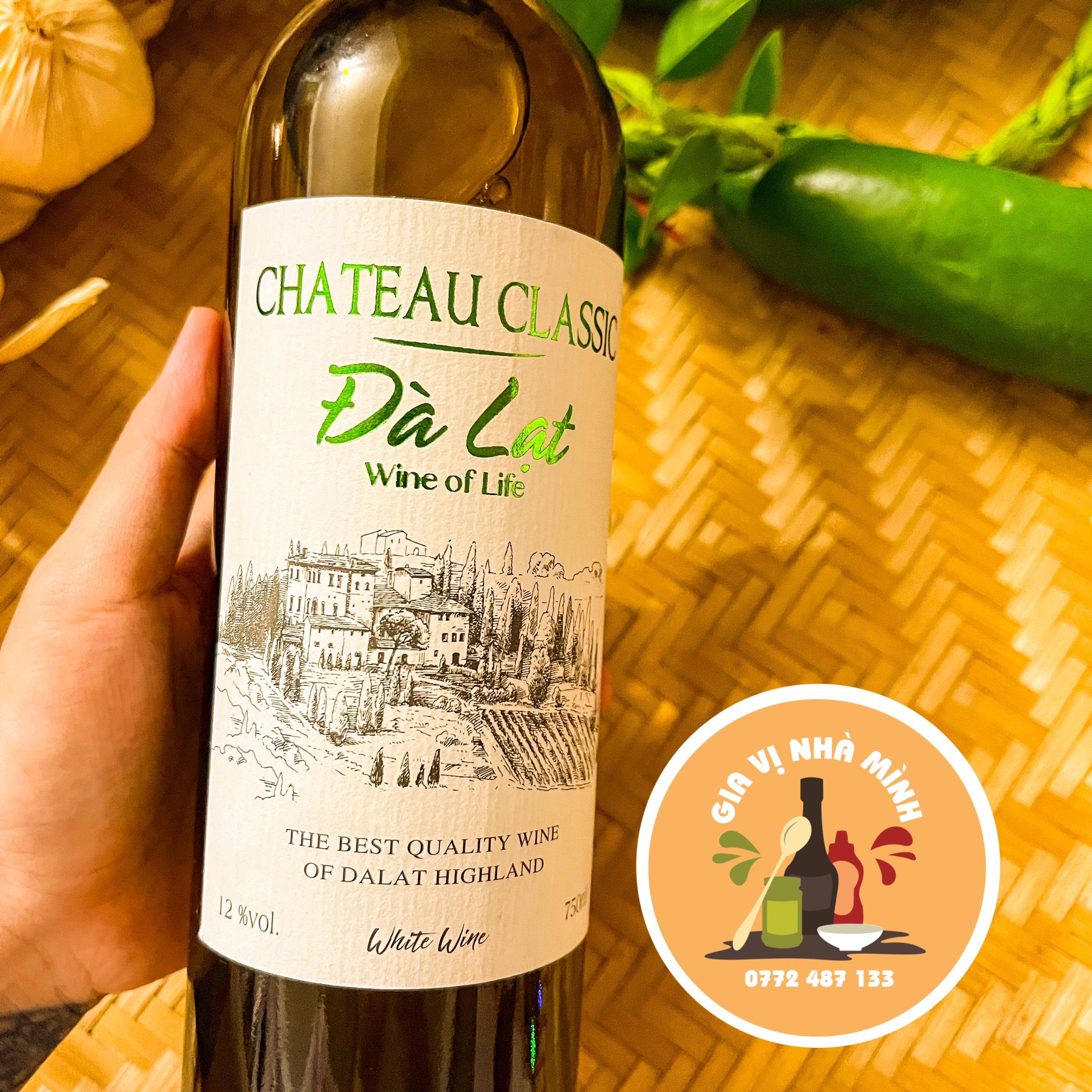 VANG TRẮNG ĐÀ LẠT CHATEAU CLASSIC ( DÙNG TRONG NẤU ĂN )- CHAI 750ML