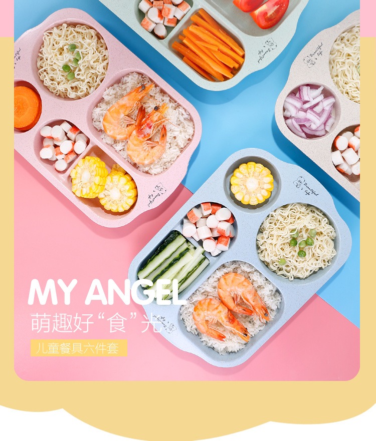 Bộ Khay Ăn Dặm Cho Bé Kiểu Nhật Lúa Mạch 6 Món Hiệu Beautiful Life (Hình Gấu)