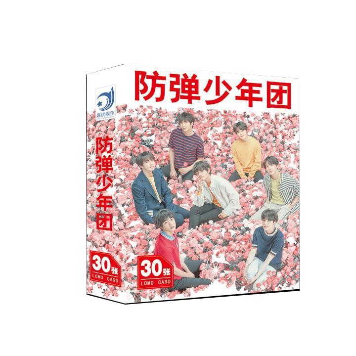 Lomo bts nền hoa hồng bộ ảnh hộp 30 ảnh thẻ hình army