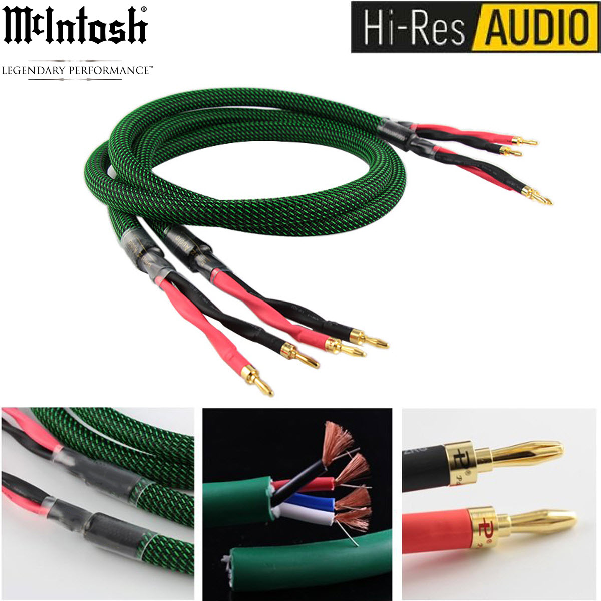 Dây loa MCINTOSH USA 4 lõi đồng cao cấp jack hoa chuối mạ vàng dài 1.5m - Dây loa Mcintosh lõi đồng mạ bạc cao cấp