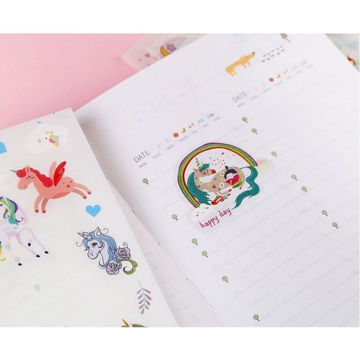 Combo 6 Miếng Dán Trang Trí Sticker Trang Trí Sticker Ngựa Unicorn Ngộ Nghĩnh Phong Cách Hàn Quốc Dễ Thương
