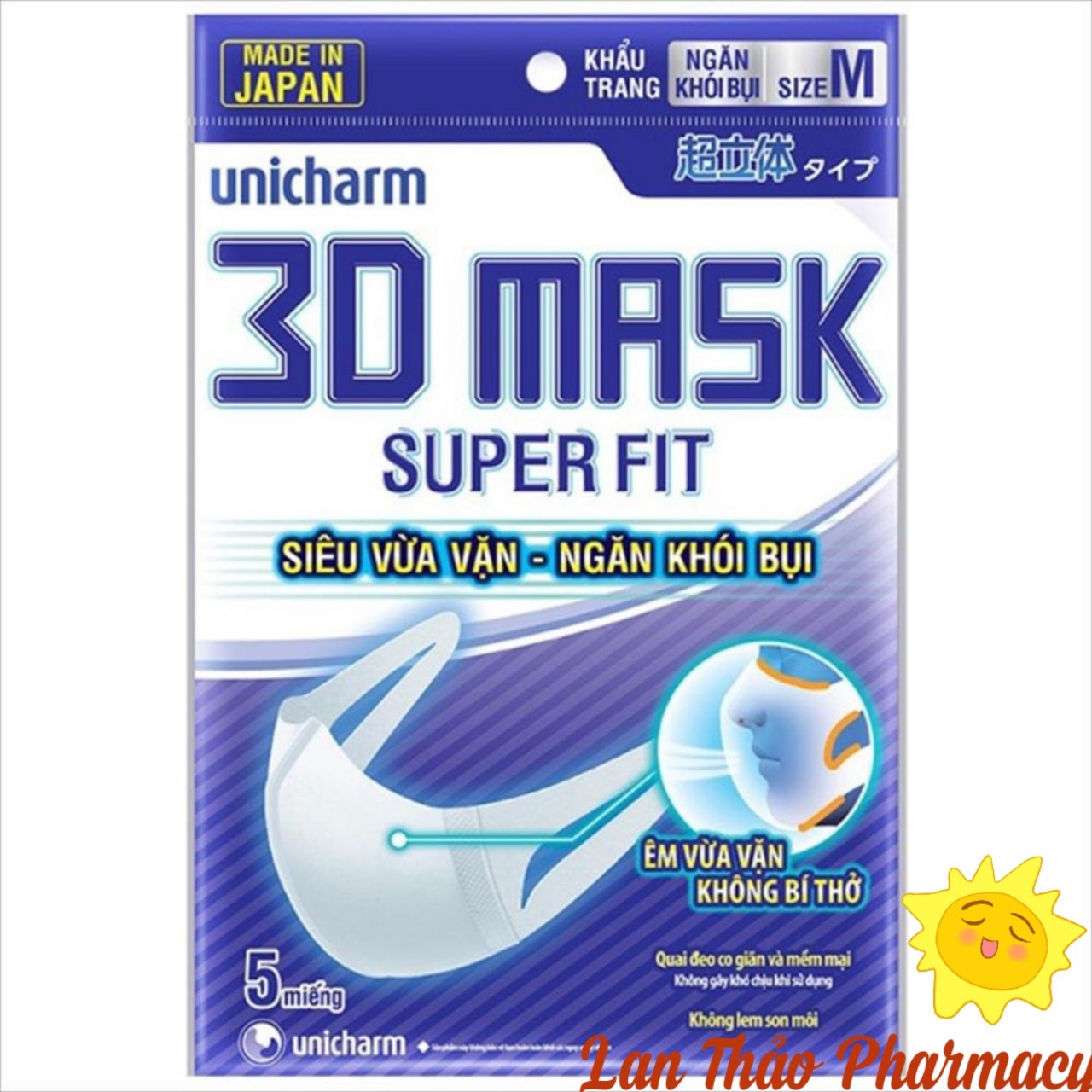 Khẩu trang y tế kháng khuẩn 3d mask japan bịch 5 cái