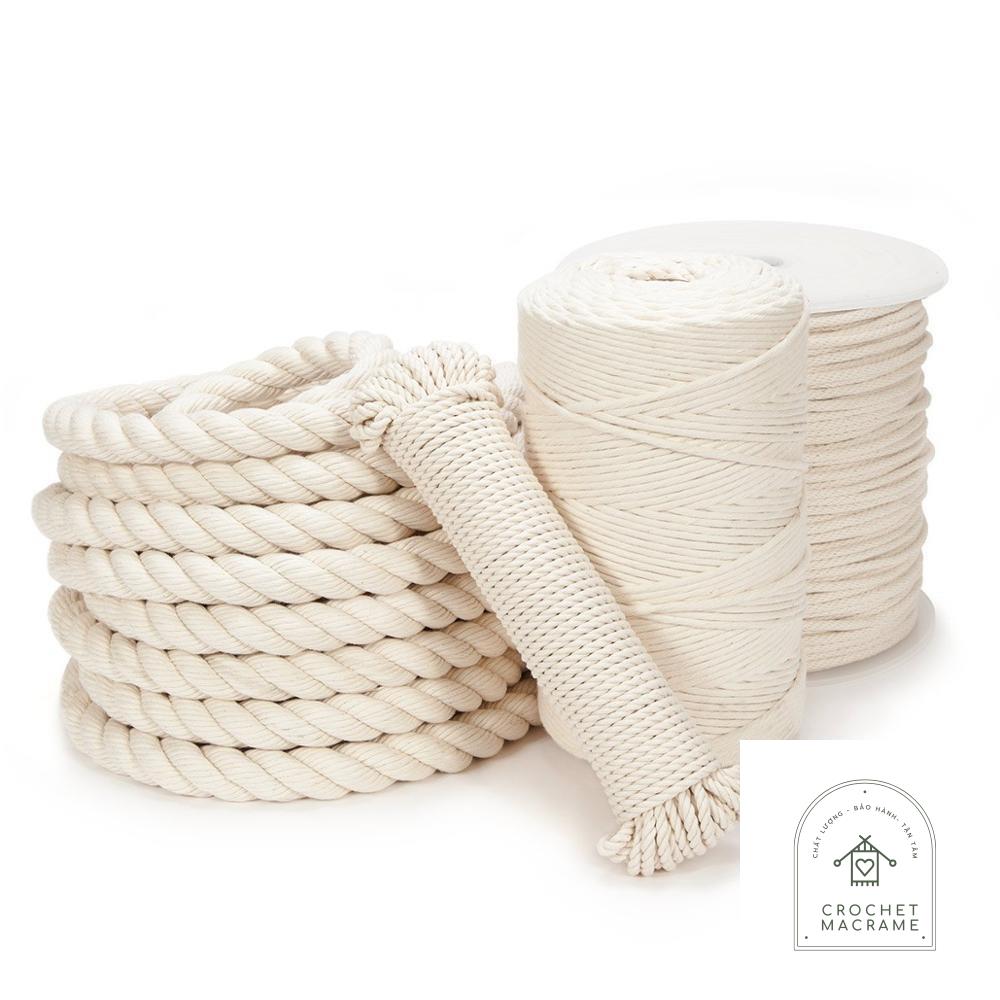 Dây thừng cotton màu se macrame 3 xoắn thắt Macrame size 3mm,5mm