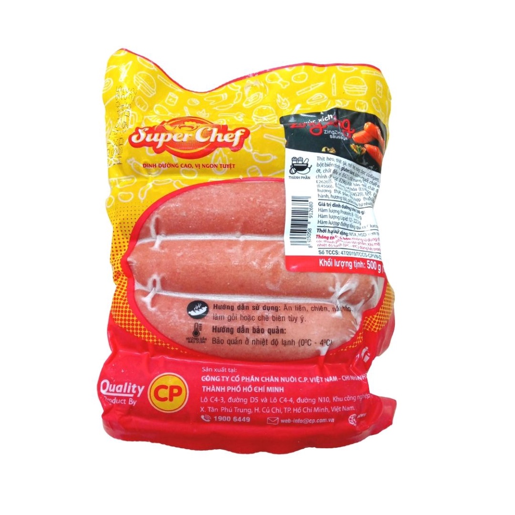 Xúc xích Đức SuperChef CP gói 500g_ 10 cây
