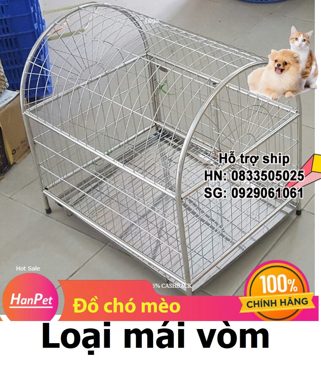 Hanpet - Chuồng chó Inox tặng kèm mâm hứng phân Bảo hành 12 tháng không gỉ sét / lồng chó inox chuồng inox chó mèo giá rẻ / chuồng inox nan dày và cứng