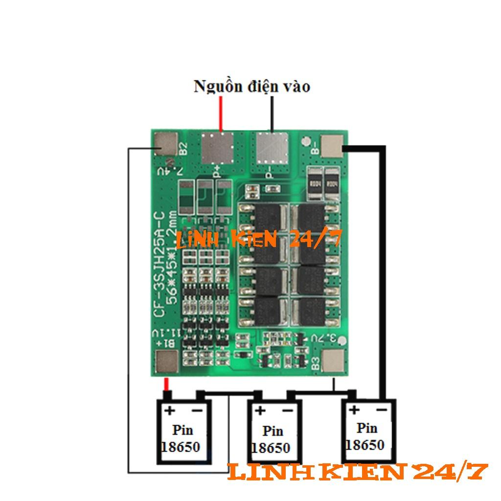 MẠCH SẠC VÀ BẢO VỆ PIN 12V 3S 25A
