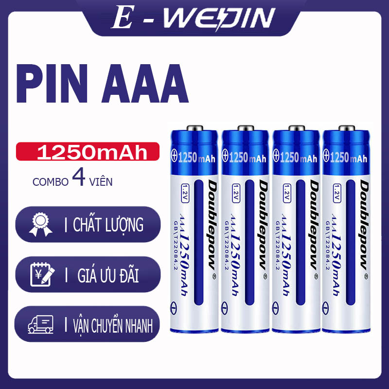 Pin sạc lại aaa 1250mah doublepow cao cấp - hàng chuẩn