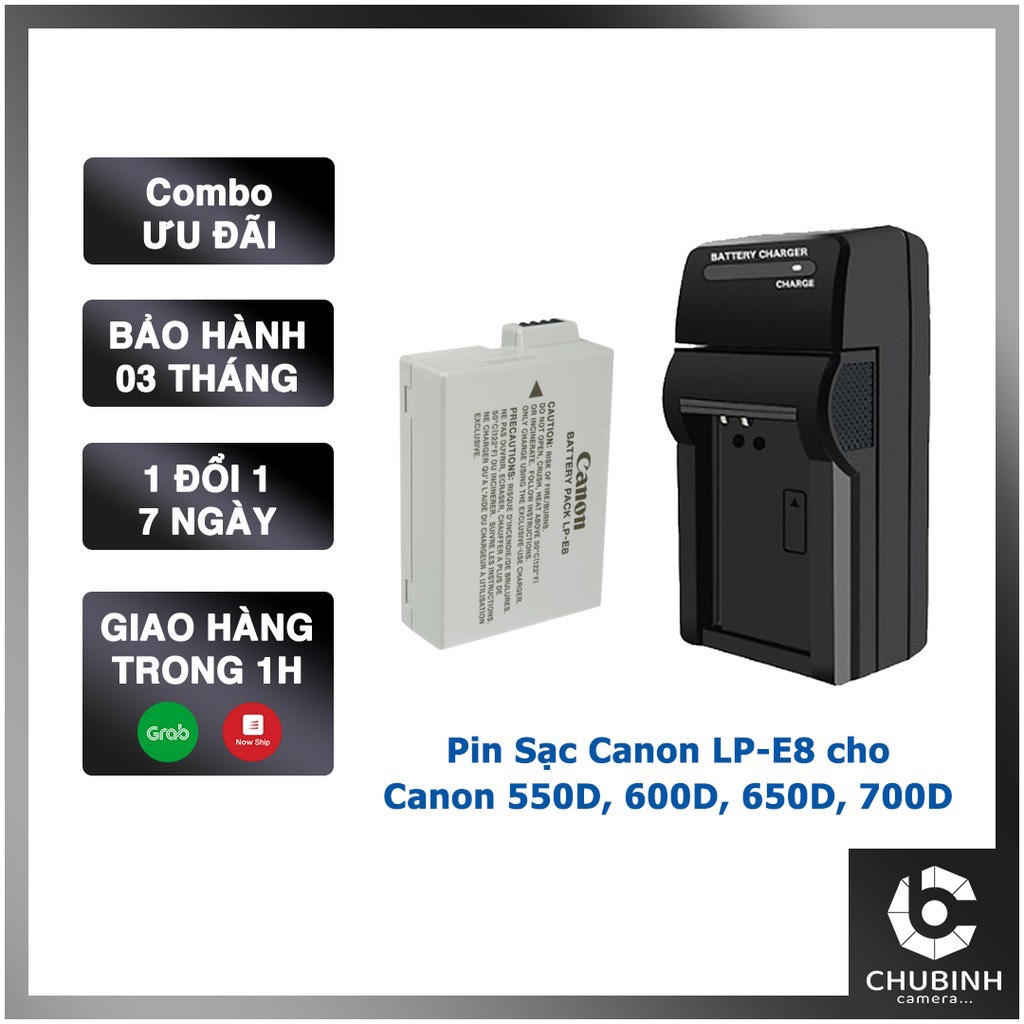 Bộ Pin Sạc Canon LP-E8 (Dùng cho 550D, 600D, 700D,...)