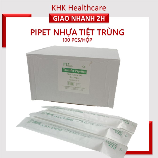 Hộp 100 pipet ống nhỏ giọt 3ml tiệt trùng PT Medical cho bé uống sữa