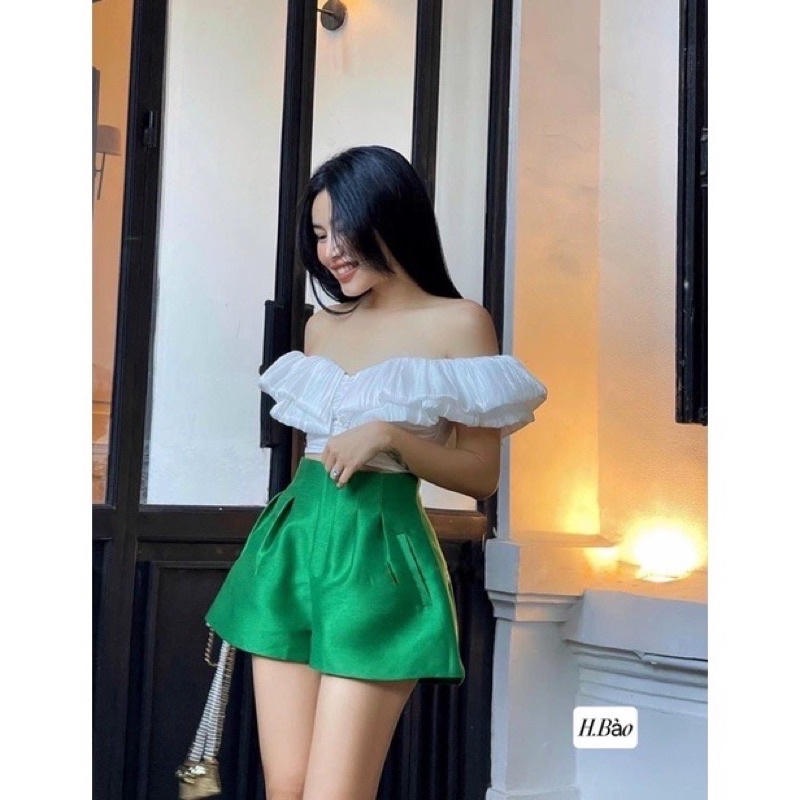 Set áo croptop + quần short tafta (bán tách set)