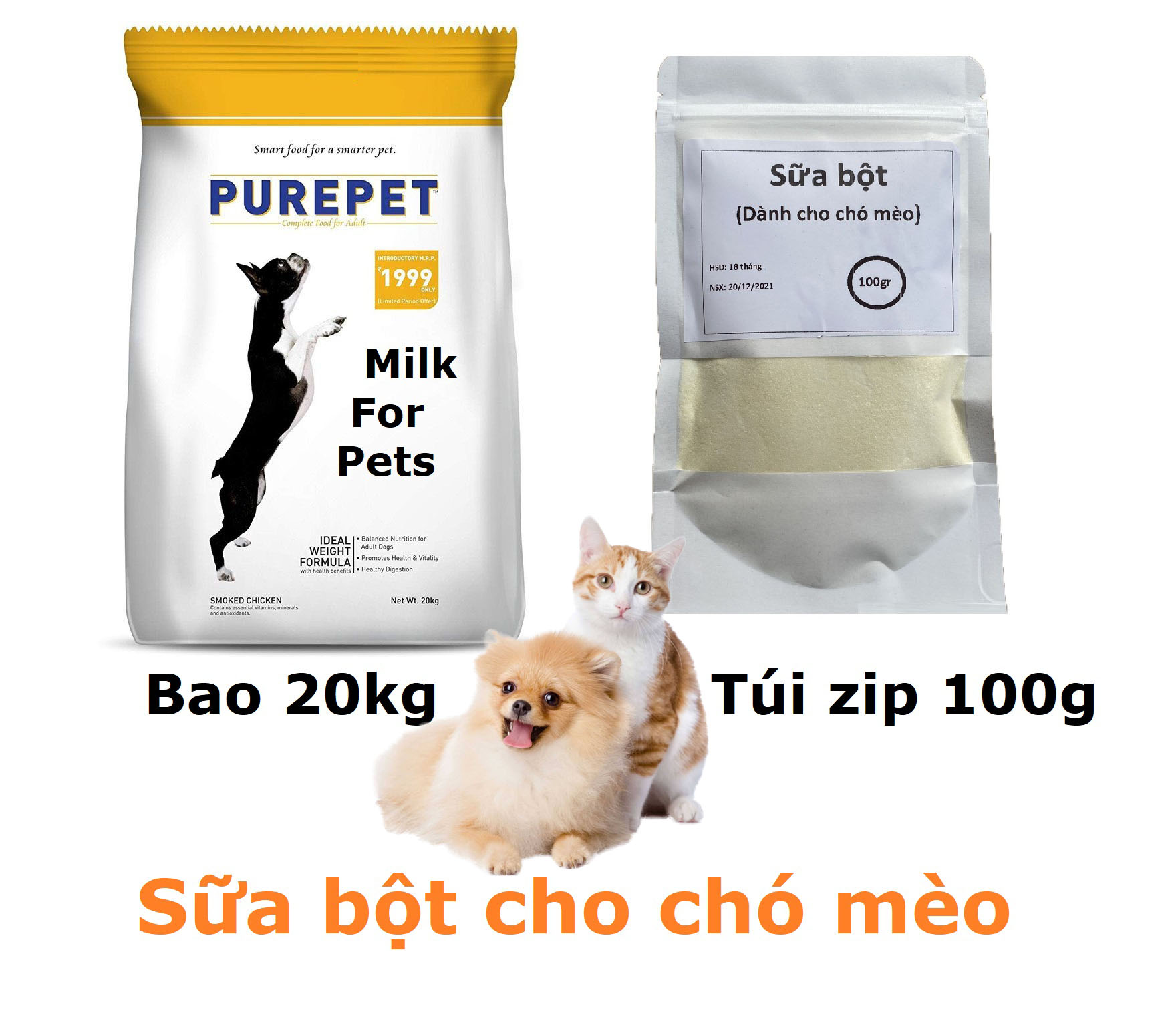 Sữa bột 100gr Sữa cho chó mèo dạng bột (Bio milk new)