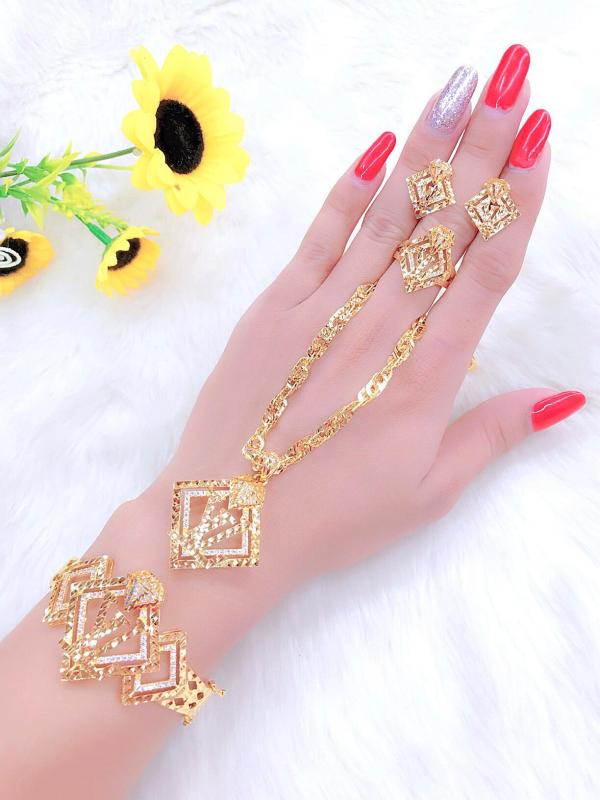 Bộ Trang Sức Cao Cấp - Givishop - B40707107 , Bền Màu, Sáng Như Vàng Thật, Chất Liệu Bạc Thái, Không Đen, Không Ngứa - Thiết Kế Đi Tiệc, nữ trang bộ vàng 18k, trang sức vàng, nữ trang vàng, bộ trang sức cưới vàng 18k, bộ vàng cưới