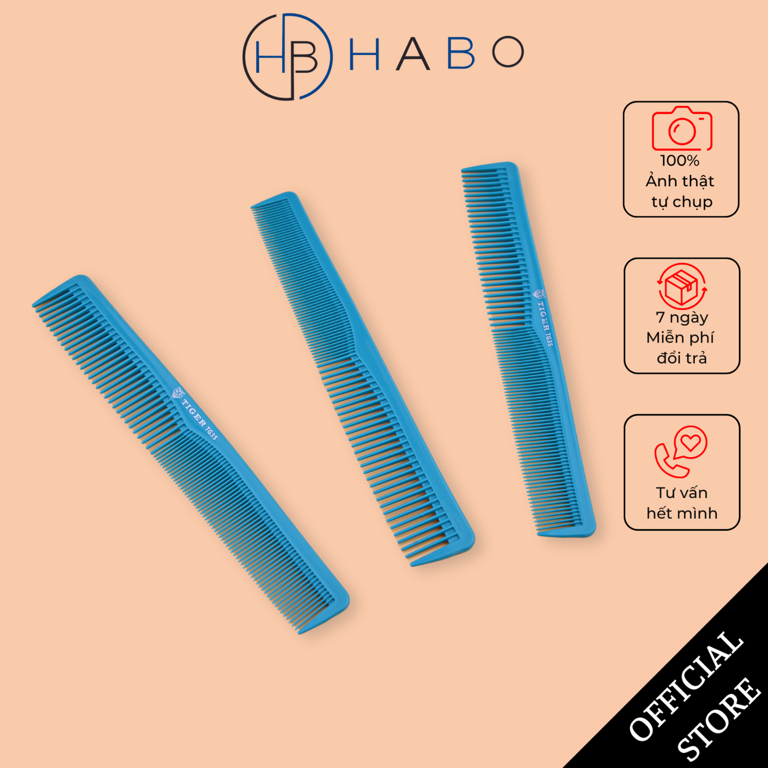 Lược cắt tóc barber Tiger TG35, lược chải tóc, lượt cắt tóc nam, lược tóc nam, lược kê tóc nam, lược hớt tóc, lược tỉa tóc