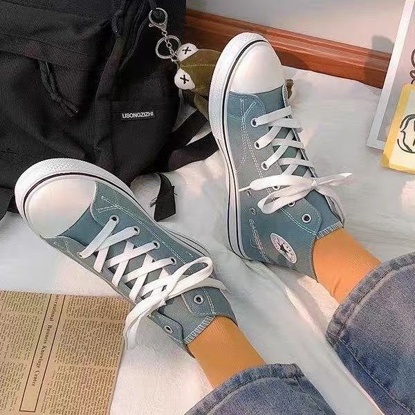 Giầy Nữ Cao Cổ uzzang vải Hoa Cúc Thời Trang Trẻ (shophanhan)