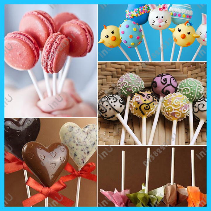 HCM - Túi 100 que làm kẹo mút Lollipop, kẹo que socola