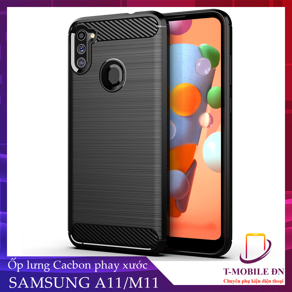 Ốp lưng Samsung A11 M11 silicone mềm Carbon phay xước chống sốc chống vân tay