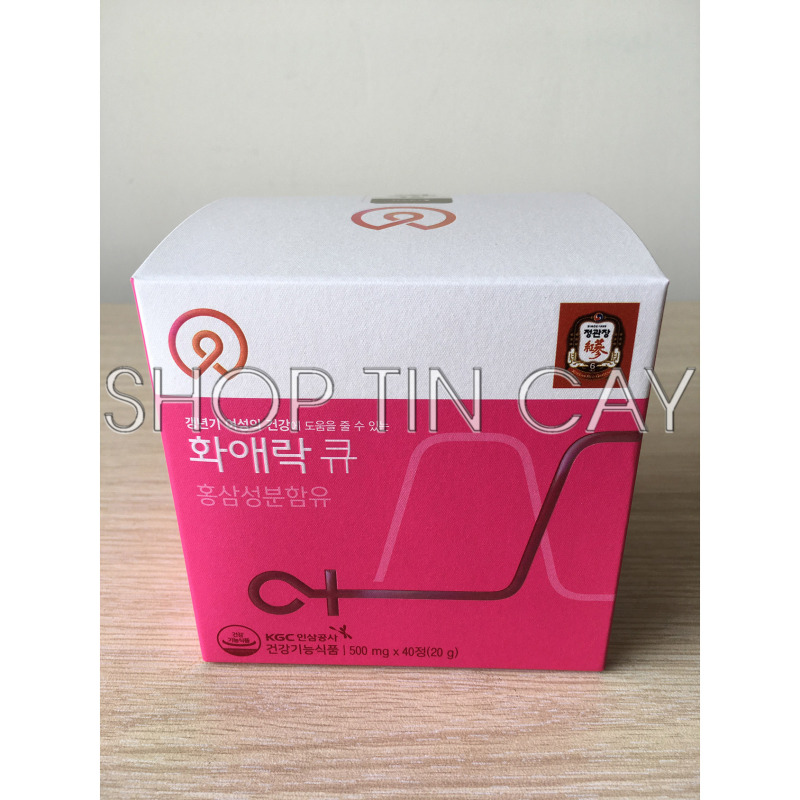 Viên hồng sâm nhập khẩu Hàn Quốc HWA AE RAK Q - Sản phẩm làm đẹp dành cho phụ nữ (Hộp nhỏ 40 viên x 500mg) cao cấp
