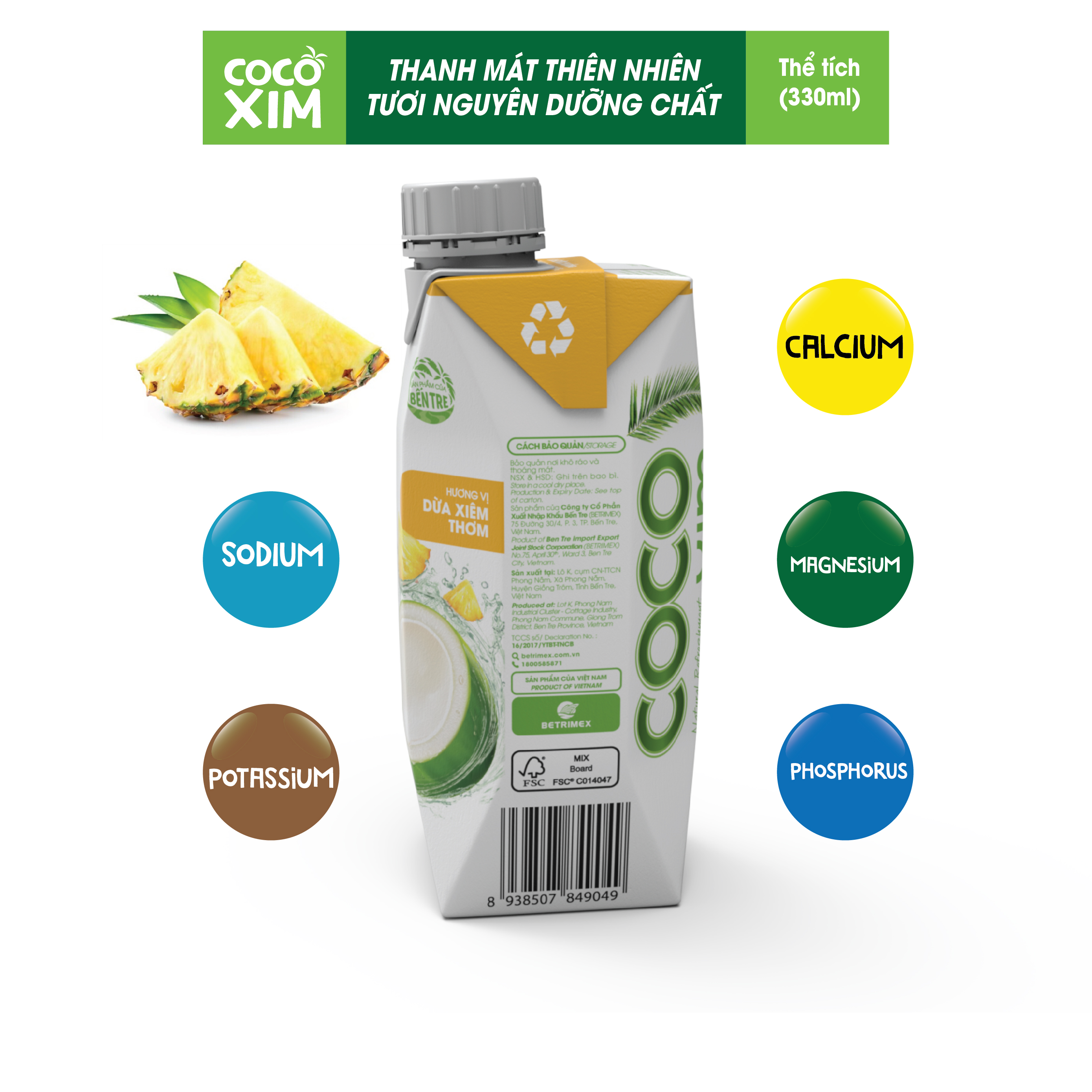 Nước dừa đóng hộp Cocoxim Thơm 330ml