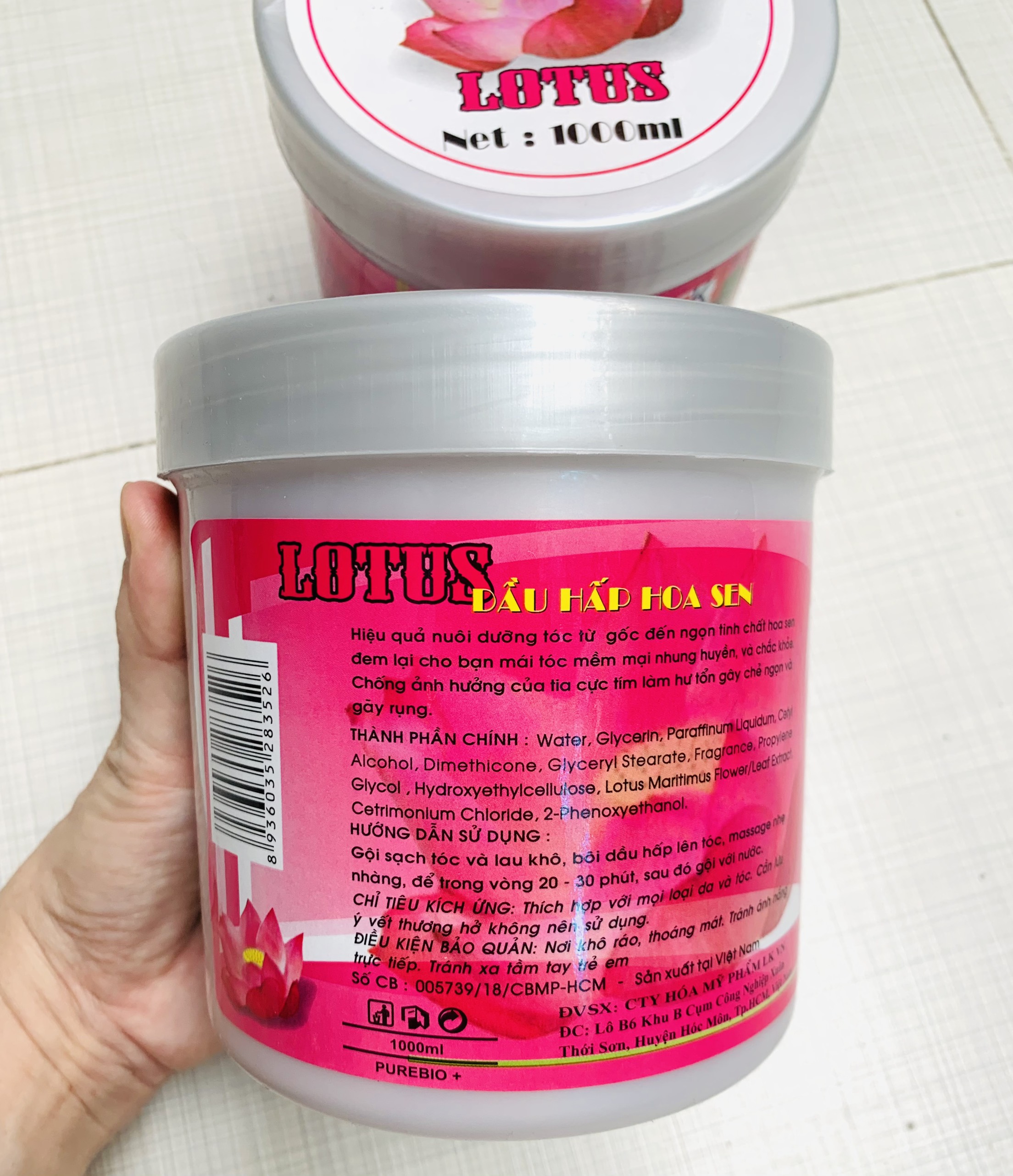 1 Hộp dầu hấp dưỡng tóc Hoa sen - 1000ml hoặc 500ml (Lotus repair hair treatment) - Có lựa chọn