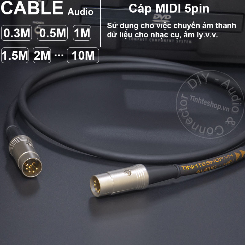 Dây MIDI 5pin cho Đàn piano Bộ nhạc cụ Âm ly Châu Âu DIY 0.3 mét đến 10 mét