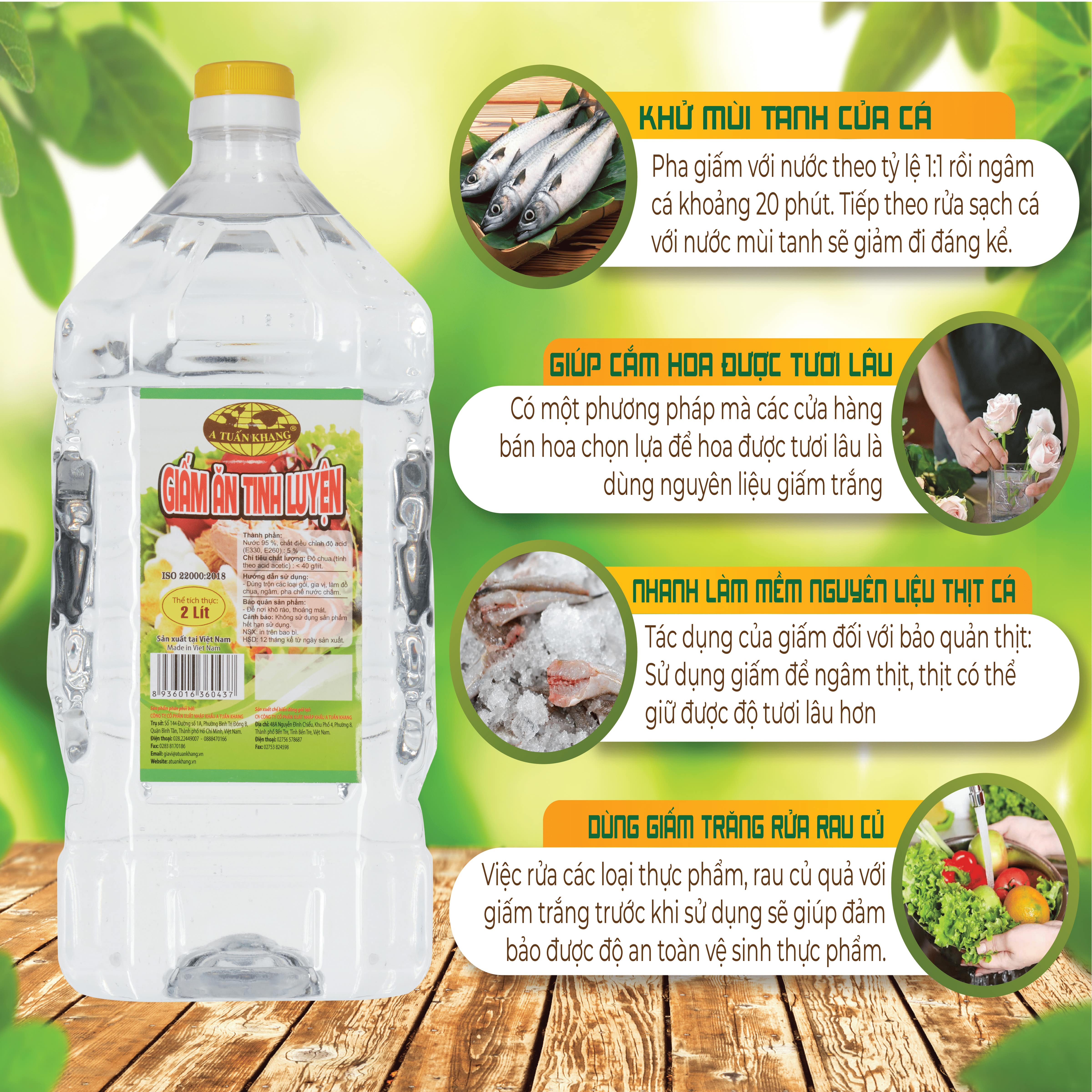 Giấm Ăn Tinh Luyện A Tuấn Khang 2L