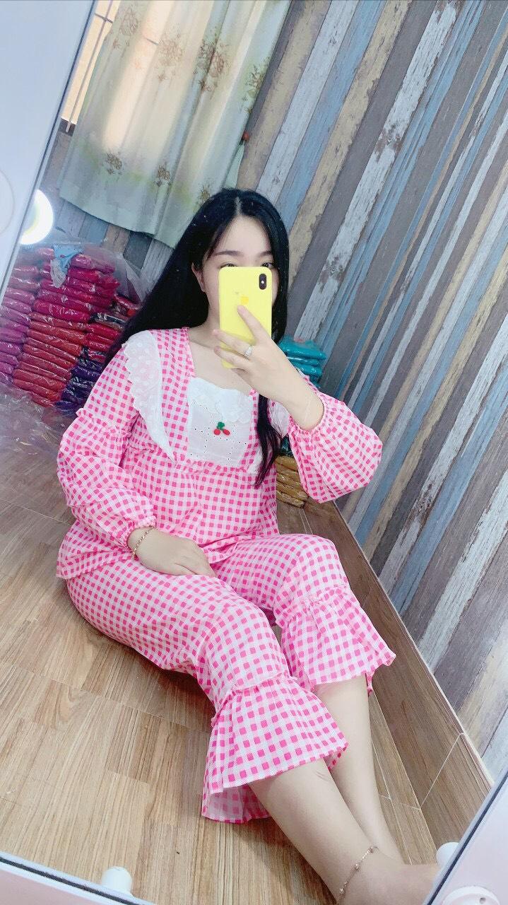 bộ kate phối ren cổ vuong quần lững xòe