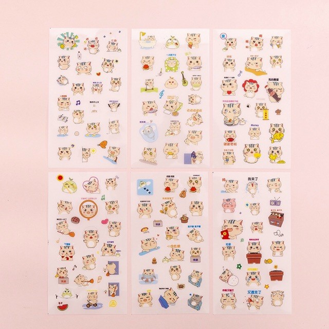 Set of 6 Big Belly Cat Stickers