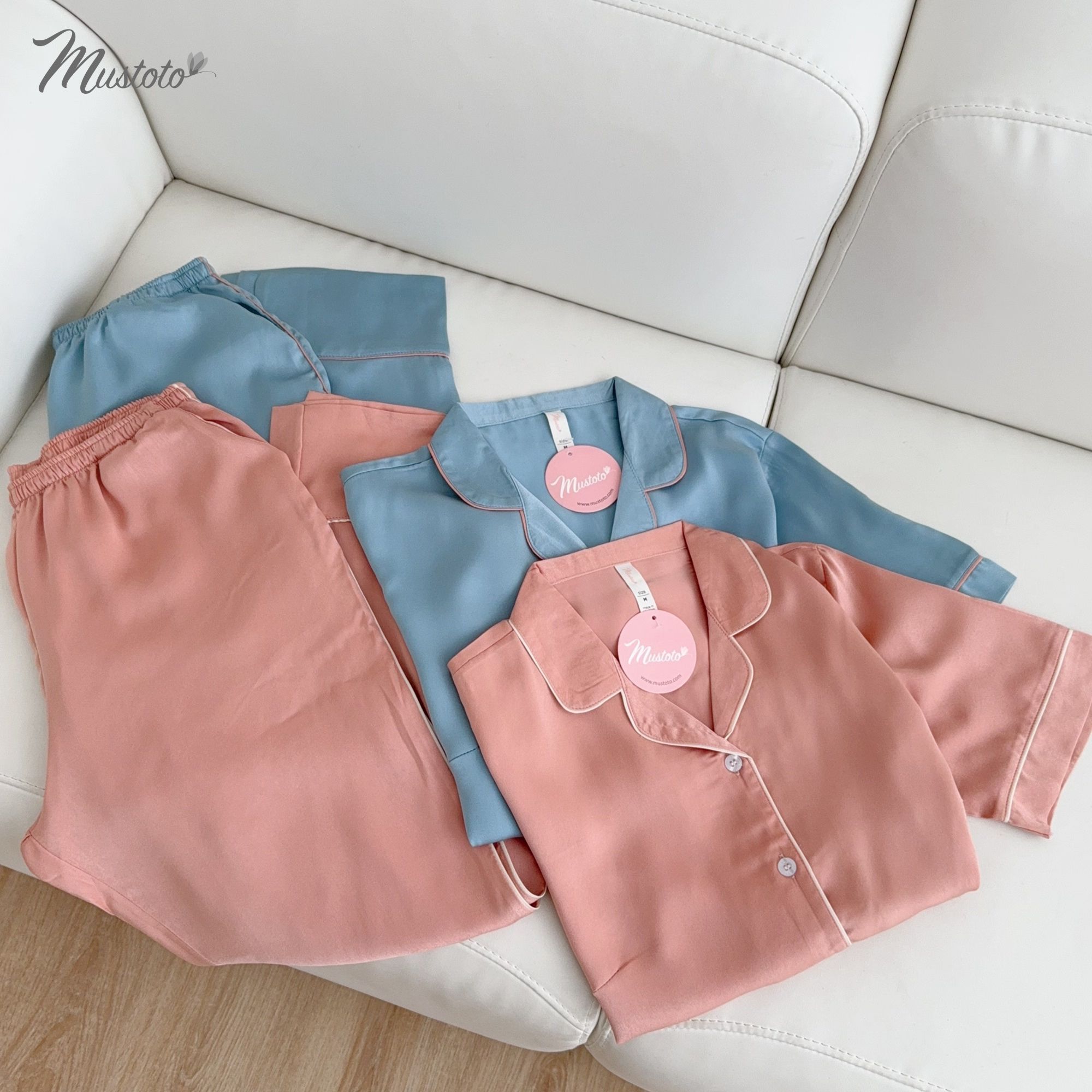 Bộ Đồ Mặc Nhà Pijama Lụa Dài Mustoto (MB18)
