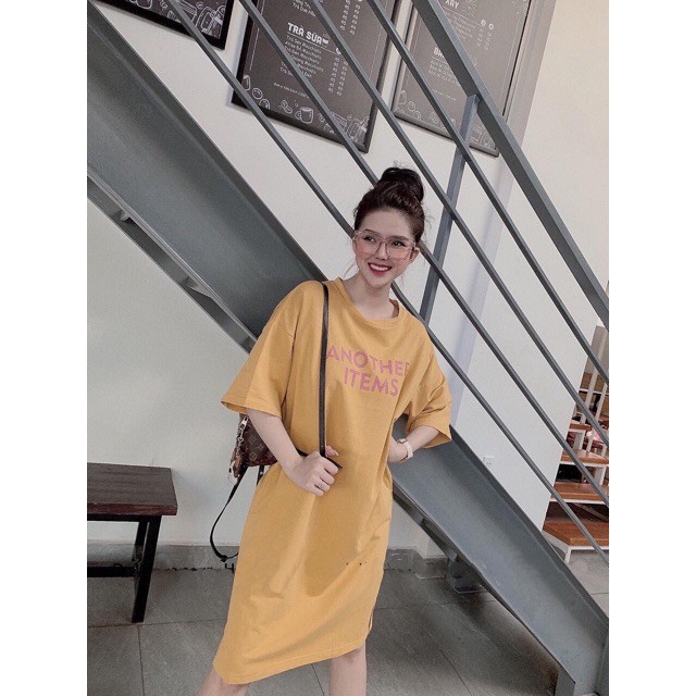 Váy Suông Đầm Suông In Chữ Xinh Tay Lỡ Xẻ Tà From Rộng Dáng Dài Tới 75kg  TTDS0451 | Lazada.vn