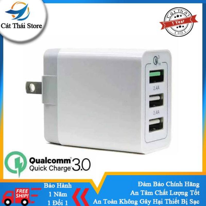 Giá Đầu Củ Cốc sạc Qualcomm 3.0 sạc nhanh 3 cổng sạc USB đảm bảo an toàn sạc nhanh các dòng iPhone,SamSung,OPPO,XiaoMi