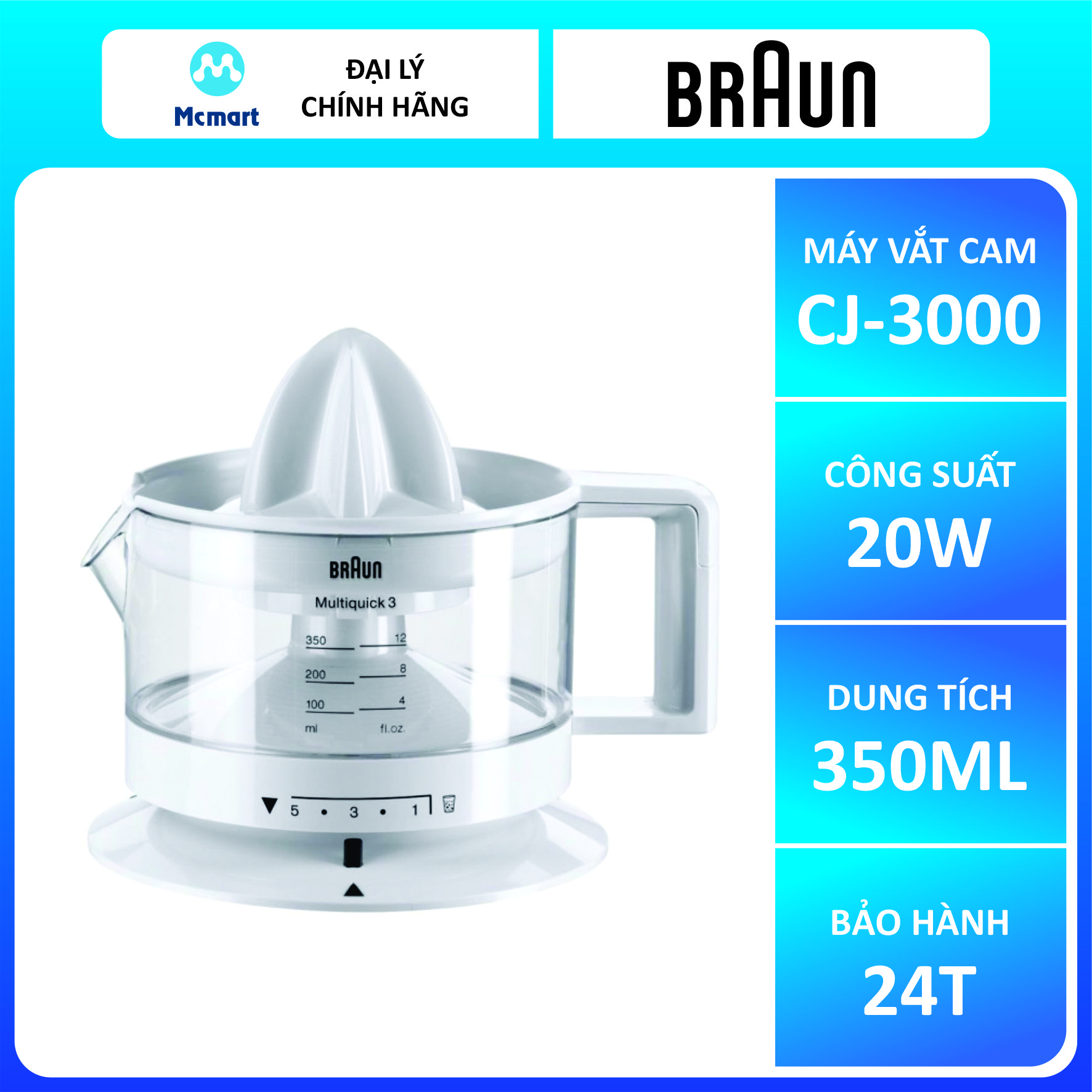 Máy vắt cam Braun CJ3000 - Hàng chính hãng bảo hành 24 tháng toàn quốc