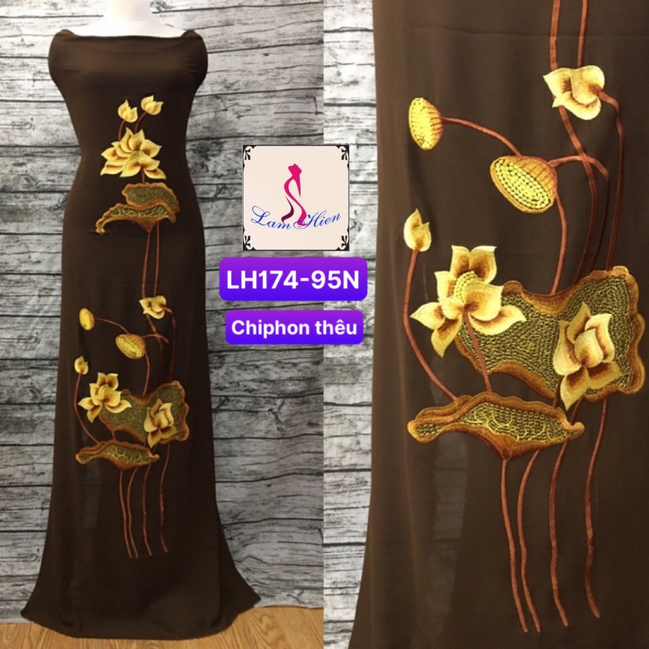 Vải áo dài thêu LH174