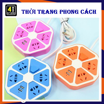 Ổ cắm điện 2 cổng usb hình trái cam - ổ cắm đa năng trái cam