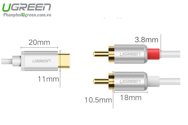 Cáp USB Type C 3.1 to 2 ĐẦU HOA SEN (RCA) DÀI 1,5M Ugreen 30735 Cao Cấp
