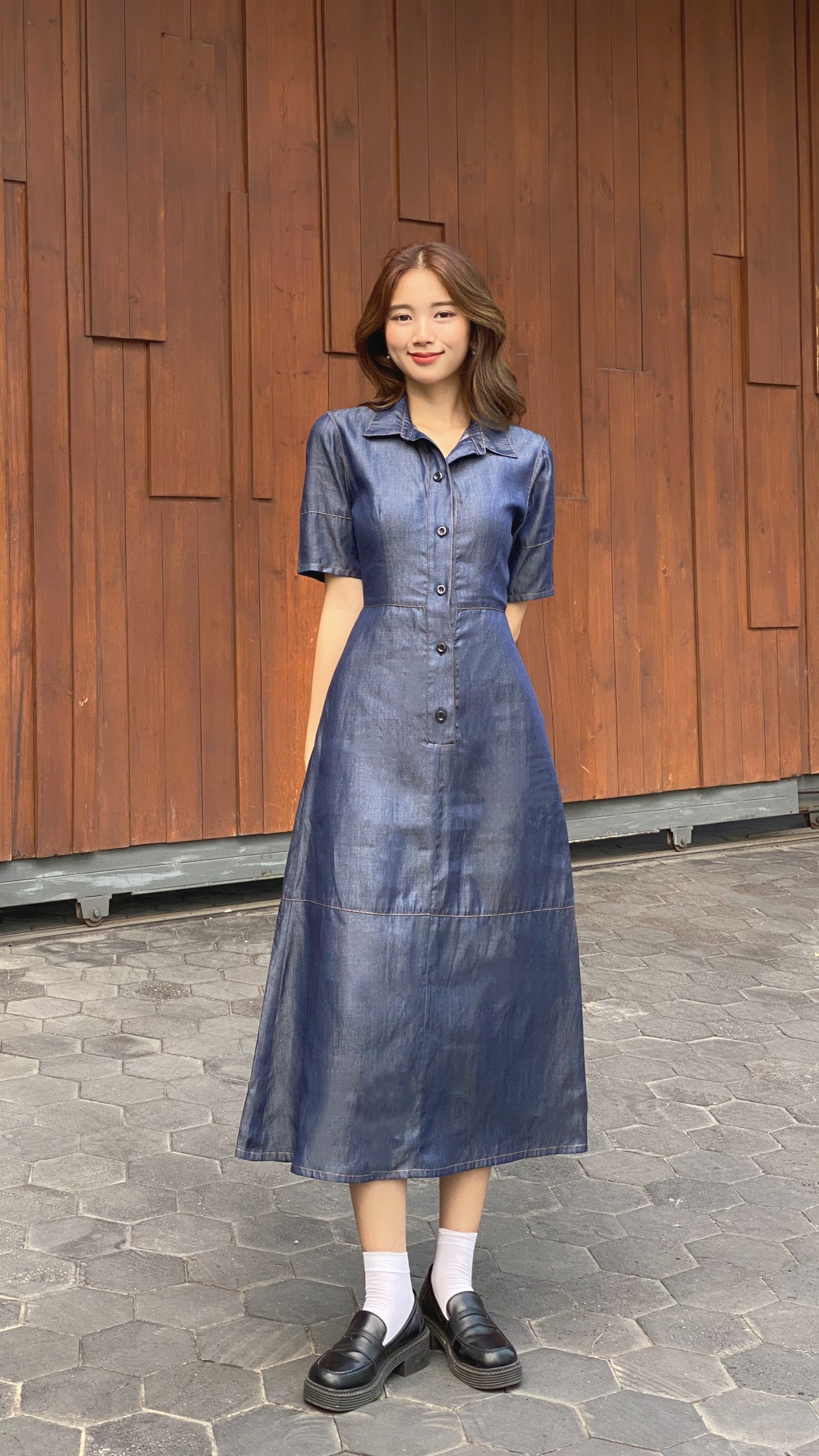 AfterBefore | Đầm denim midi 2 màu