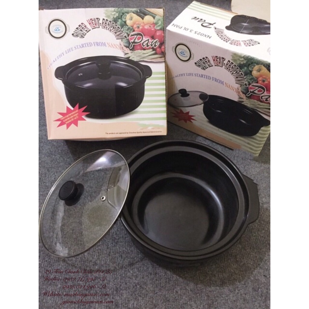 Nồi đất sứ tráng men cao cấp kho thịt, kho cá 3L