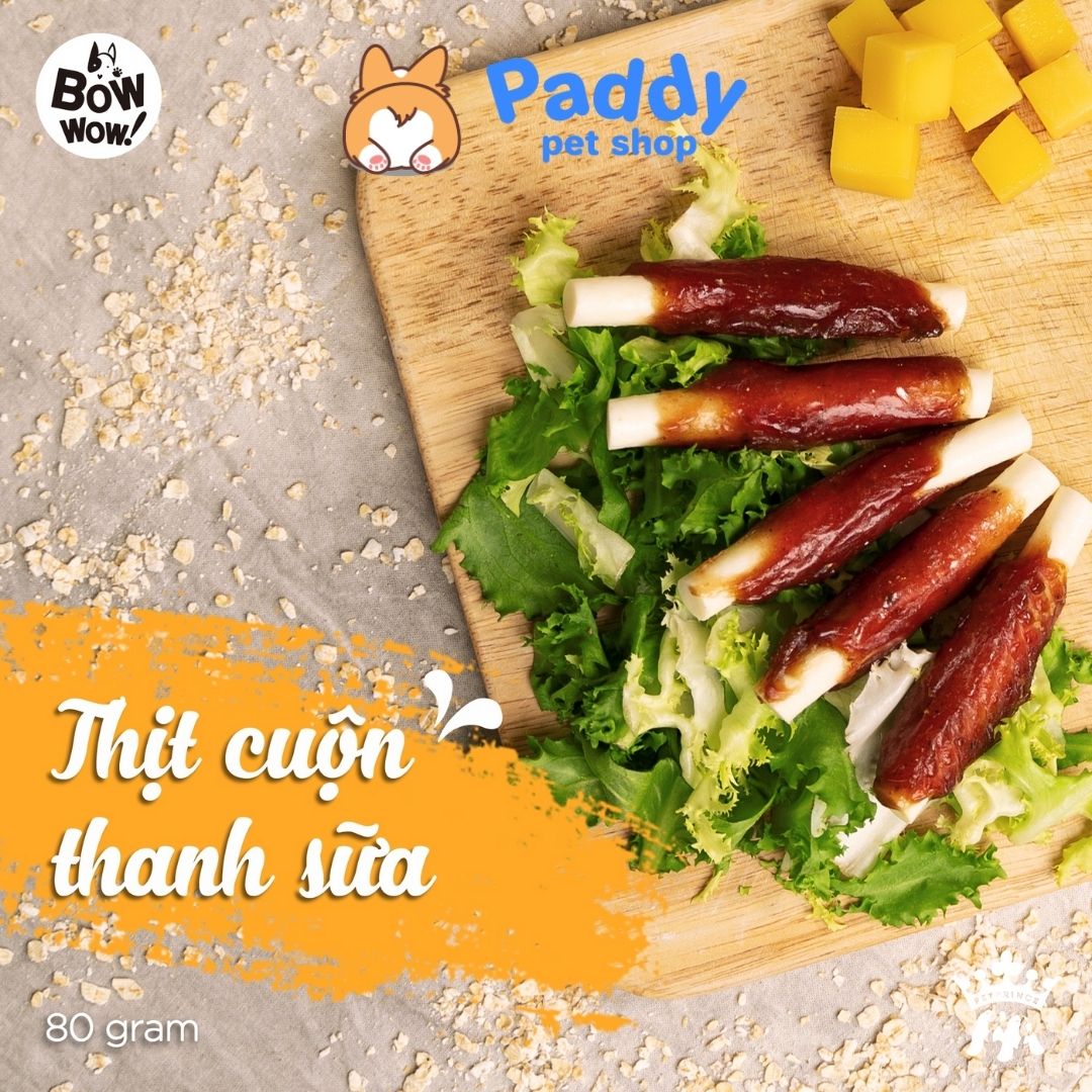 Bánh Thưởng Cho Chó Thịt Cuộn Thanh Sữa BowWow 80g