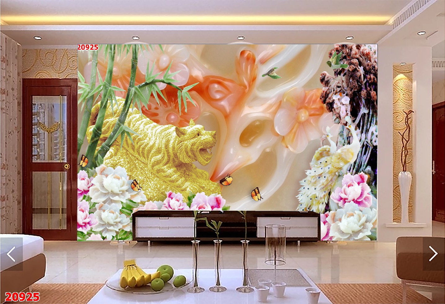 Tranh dán tường 3D hổ trang trí nhà cửa phòng khách phòng ngủ chất liệu decal pp keo sẵn bóc dán PA