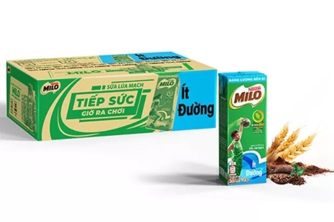 Milo ít đường 180ml - Thùng 48 hộp- date 21/7/2022
