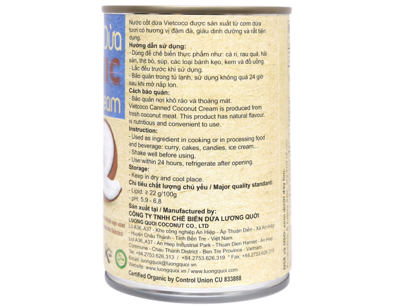 Nước Cốt Dừa Hữu Cơ Vietcoco 400ml