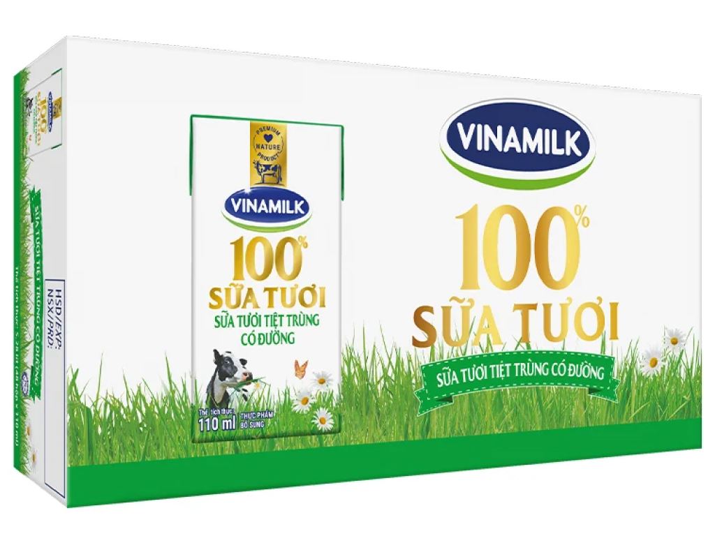 Sữa Tươi Vinamilk 100% Hộp 110ml ( Thùng 48 hộp )