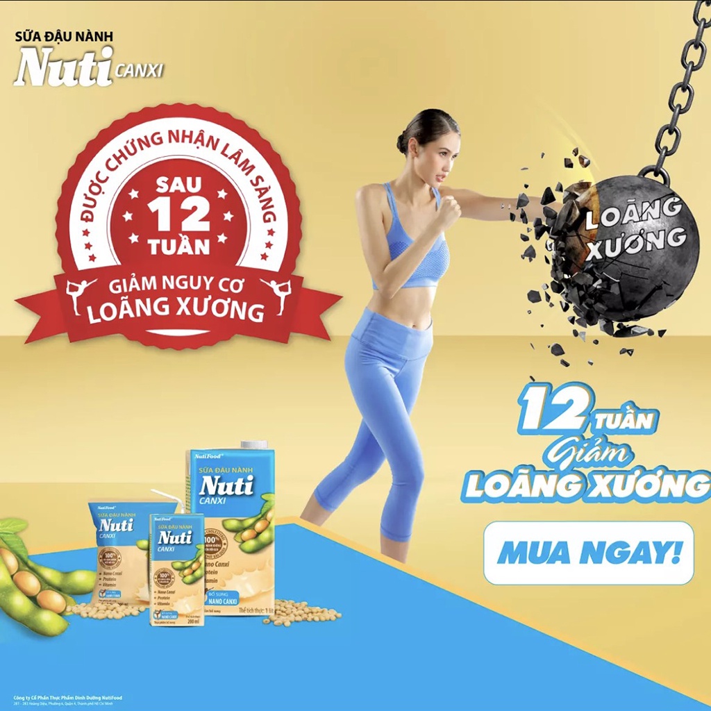 Thùng 36 Bịch Sữa Đậu Nành Nuti Canxi 200ml-TUH